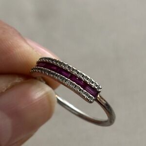 Eternal 925 Silver Ring with CZ red stones